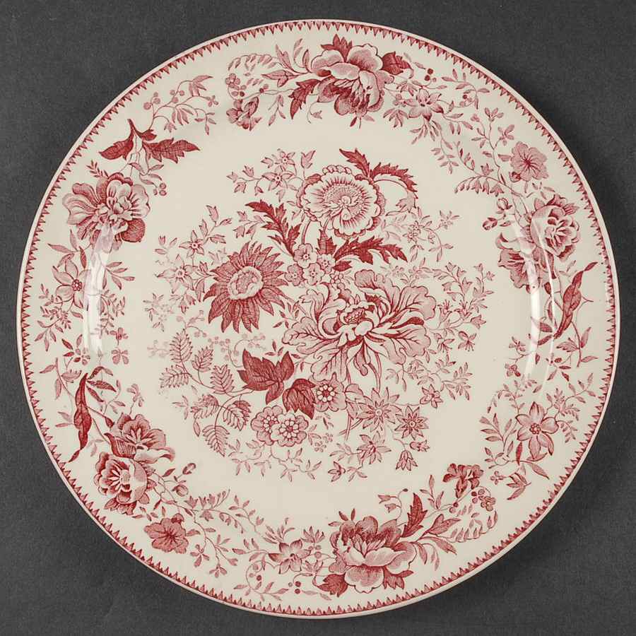 Center Bouquet Red (Smooth) Luncheon Plate by Taylor, Smith & Taylor (Ts&T)-1