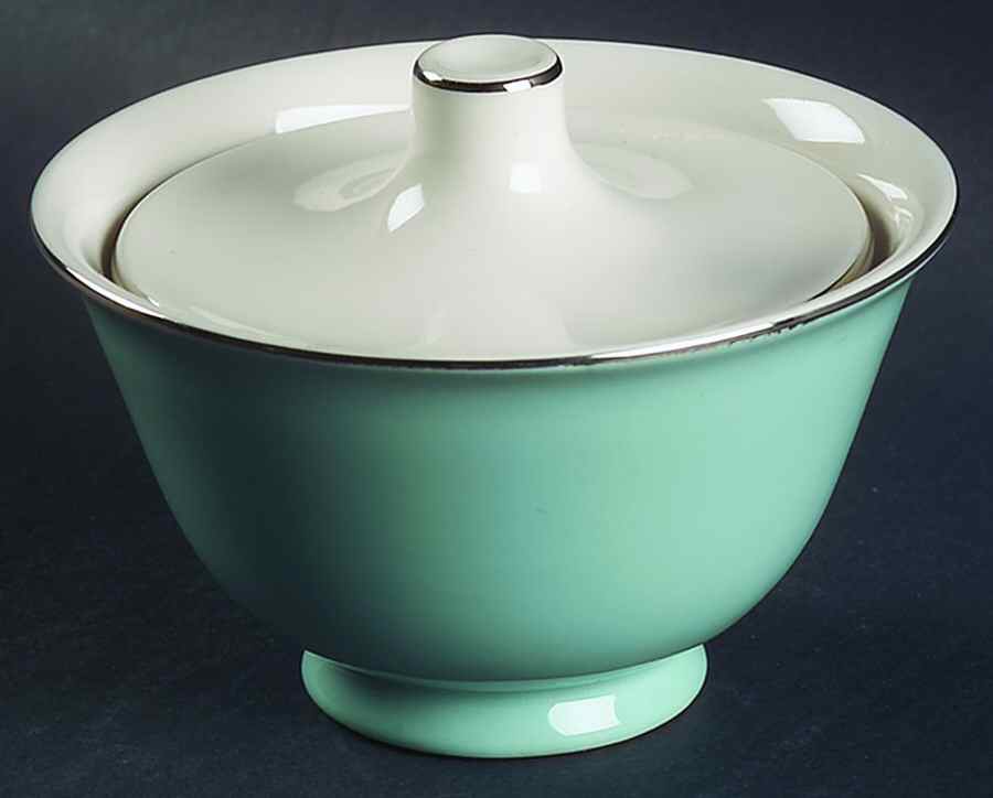 Classic Turquoise Sugar Bowl & Lid by Taylor, Smith & Taylor (Ts&T)-1