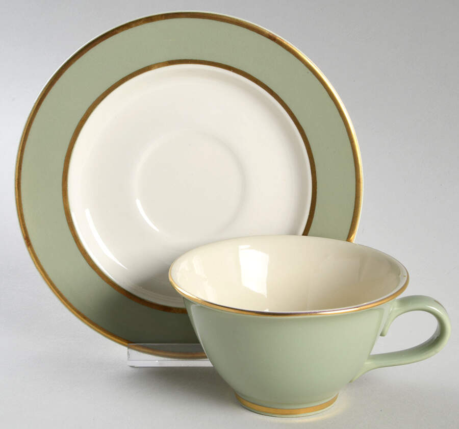 Classic Heritage Celadon Green Flat Cup & Saucer Set by Taylor, Smith & Taylor (Ts&T)-1