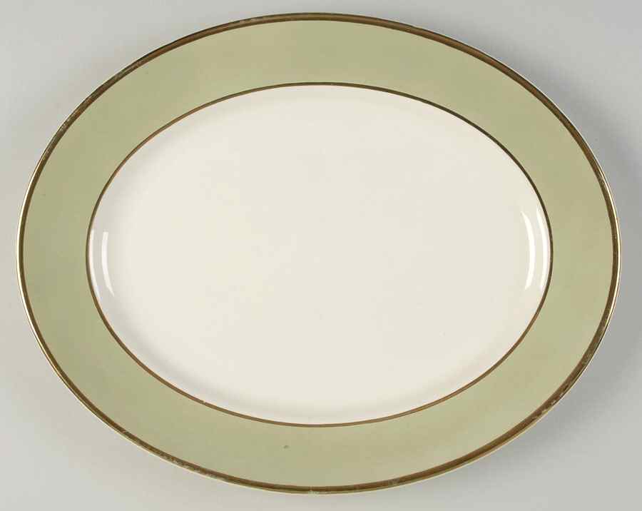 Classic Heritage Celadon Green 13" Oval Serving Platter by Taylor, Smith & Taylor (Ts&T)-1