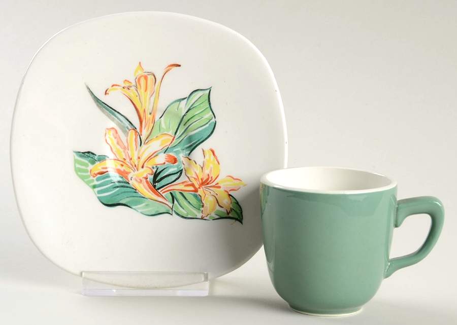 Daylily Flat Demitasse Cup & Saucer Set by Taylor, Smith & Taylor (Ts&T)-1