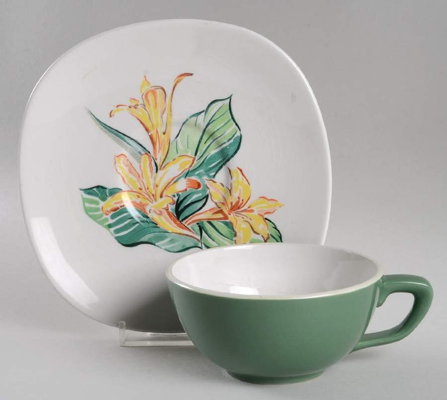 Daylily Flat Cup & Saucer Set by Taylor, Smith & Taylor (Ts&T)-1