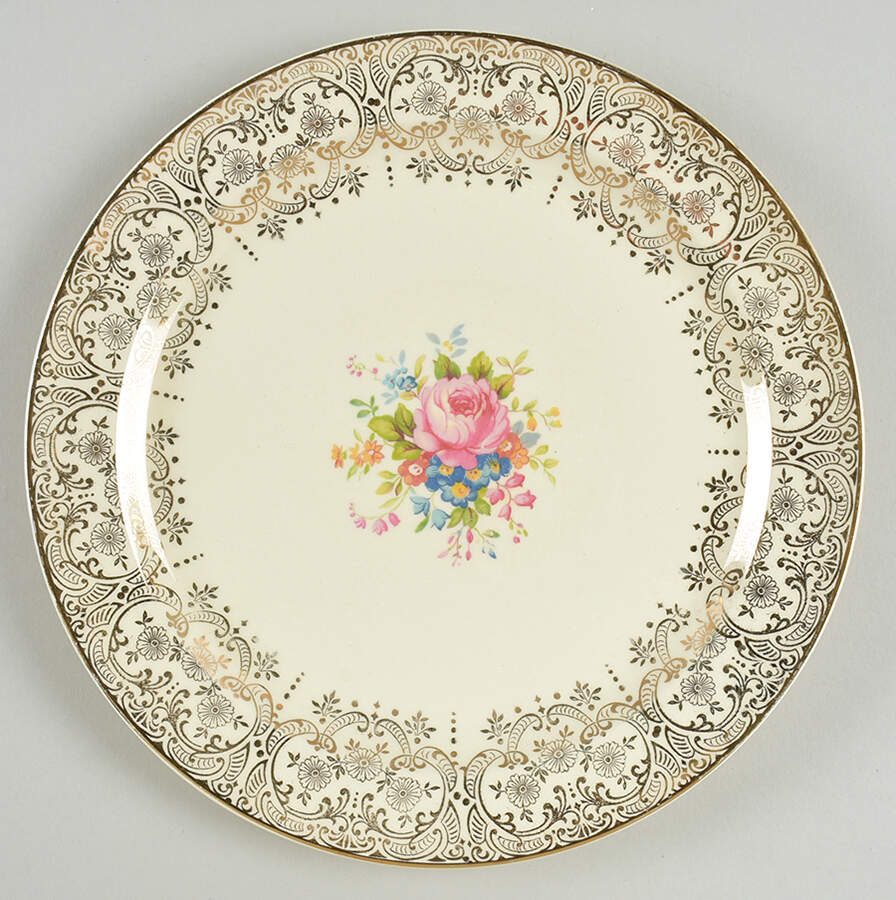 Diana (Gold Trim) Luncheon Plate by Taylor, Smith & Taylor (Ts&T)-1