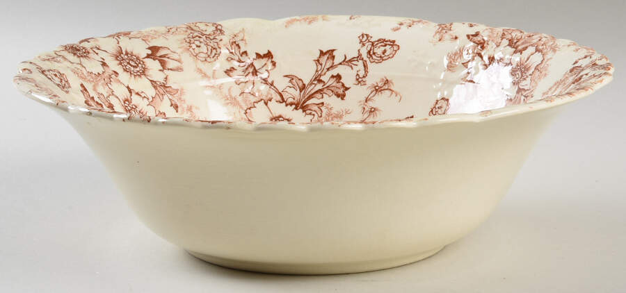 Dogwood Pink (Fairway, Cream Bkgd) 9" Round Vegetable Bowl by Taylor, Smith & Taylor (Ts&T)-1