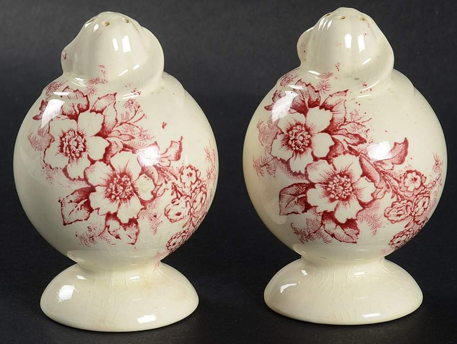 Dogwood Pink (Fairway, Cream Bkgd) Salt & Pepper Set by Taylor, Smith & Taylor (Ts&T)-1