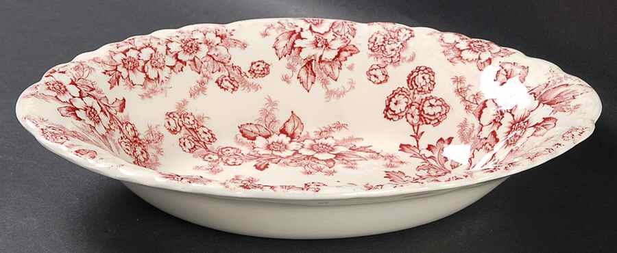 Dogwood Pink (Fairway, Cream Bkgd) 9" Oval Vegetable Bowl by Taylor, Smith & Taylor (Ts&T)-1