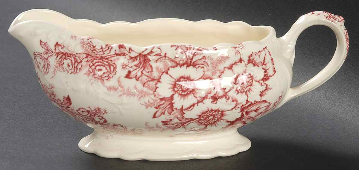 Dogwood Pink (Fairway, Cream Bkgd) Gravy Boat by Taylor, Smith & Taylor (Ts&T)-1