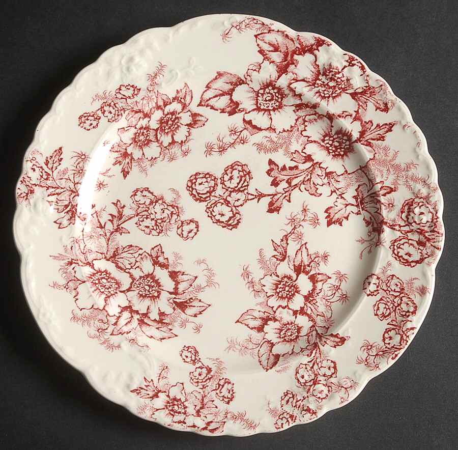 Dogwood Pink (Fairway, Cream Bkgd) Dessert/Pie Plate by Taylor, Smith & Taylor (Ts&T)-1
