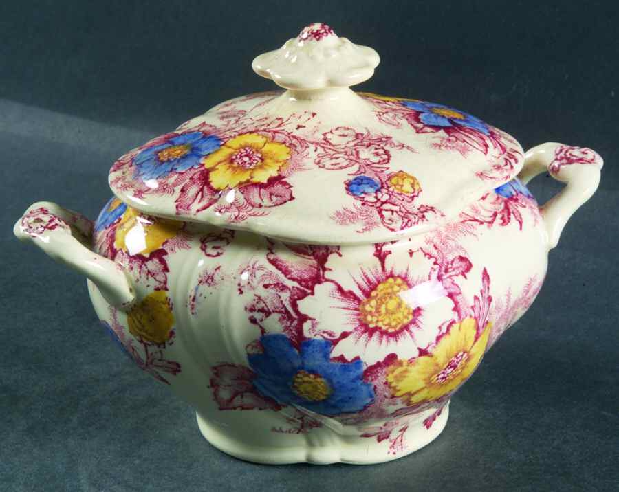 Dogwood Pink Multicolor Sugar Bowl & Lid by Taylor, Smith & Taylor (Ts&T)-1
