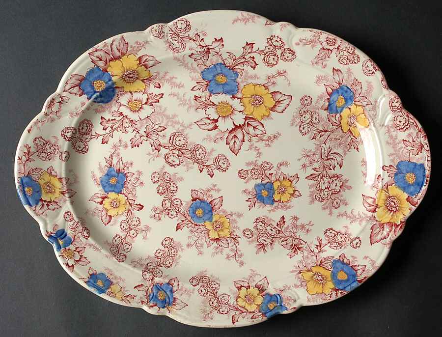 Dogwood Pink Multicolor 13" Oval Serving Platter by Taylor, Smith & Taylor (Ts&T)-1