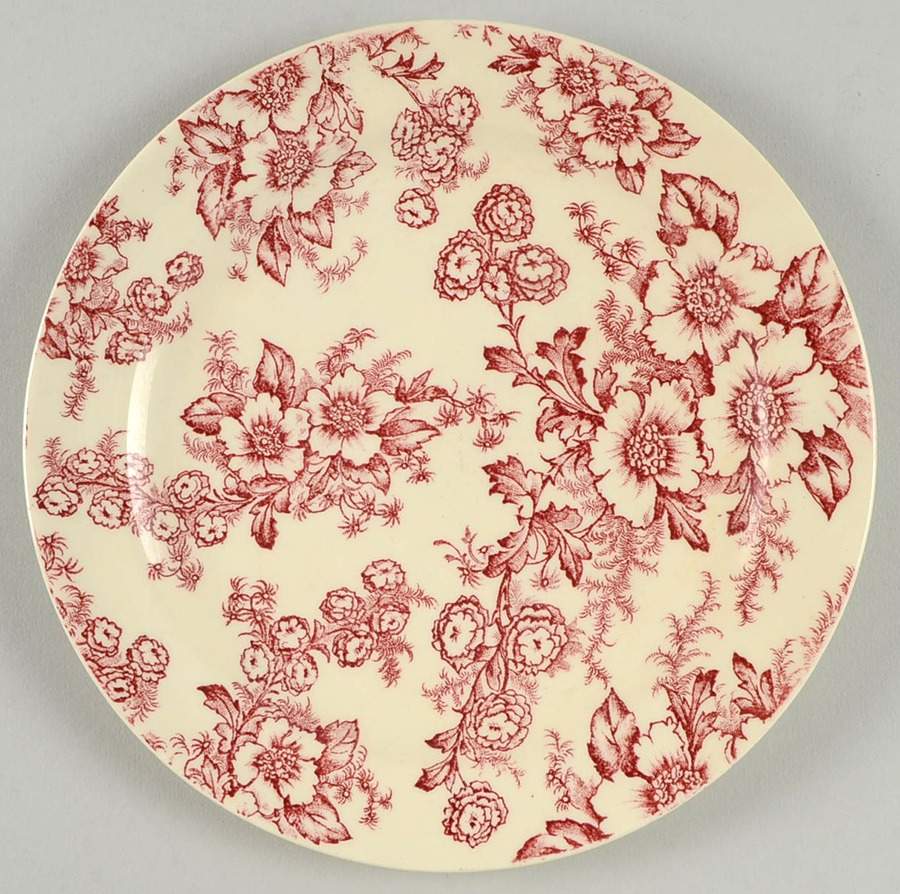 Dogwood Pink (Rim, Smooth, Cream) Salad Plate by Taylor, Smith & Taylor (Ts&T)-1