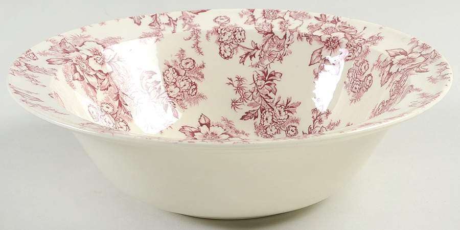 Dogwood Pink (Rim, Smooth, Cream) 8" Round Vegetable Bowl by Taylor, Smith & Taylor (Ts&T)-1