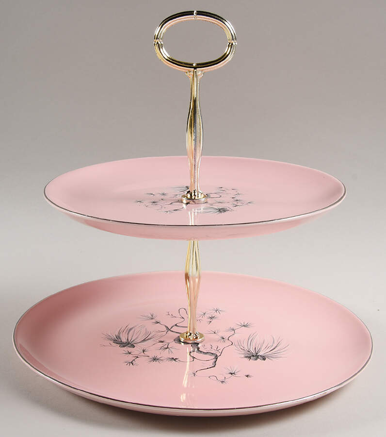 Dwarf Pine Pink 6 5/8"-10"  2 Tiered Serving Tray (Dp, Sp) HC by Taylor, Smith & Taylor (Ts&T)-1