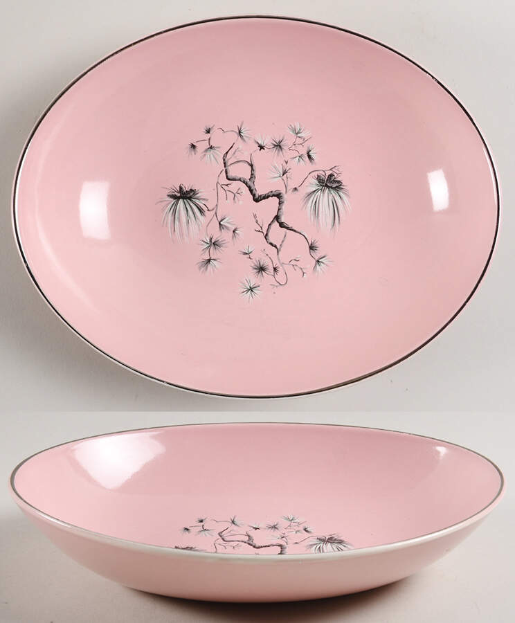 Dwarf Pine Pink 8" Oval Vegetable Bowl by Taylor, Smith & Taylor (Ts&T)-1