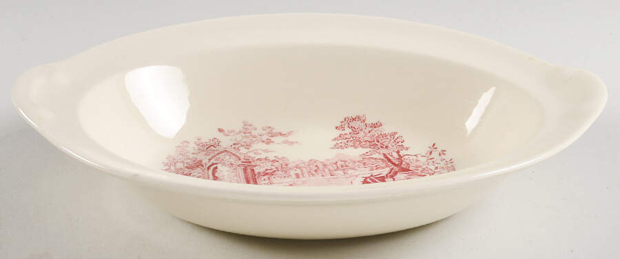English Abbey Red (Laurel Empire, Smooth, No Trim) 9" Oval Vegetable Bowl by Taylor, Smith & Taylor (Ts&T)-1