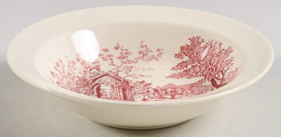English Abbey Red (Laurel Empire, Smooth, No Trim) Rim Fruit/Dessert (Sauce) Bowl by Taylor, Smith & Taylor (Ts&T)-1
