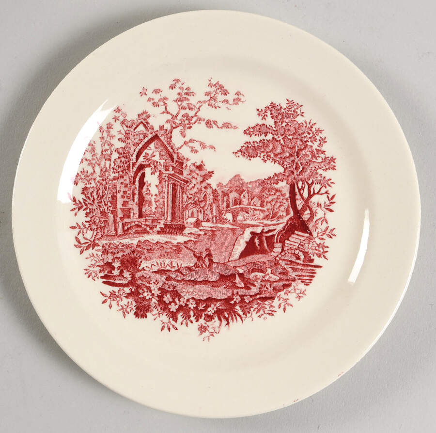 English Abbey Red (Laurel Empire, Smooth, No Trim) Bread & Butter Plate by Taylor, Smith & Taylor (Ts&T)-1