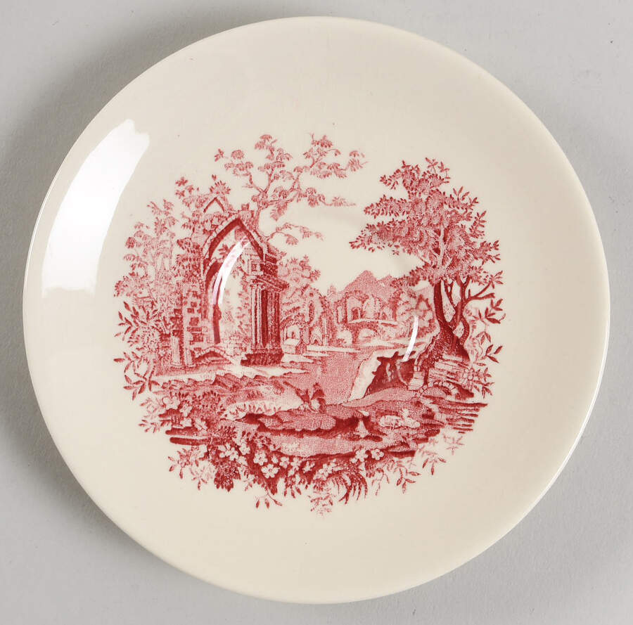 English Abbey Red (Laurel Empire, Smooth, No Trim) Saucer by Taylor, Smith & Taylor (Ts&T)-1