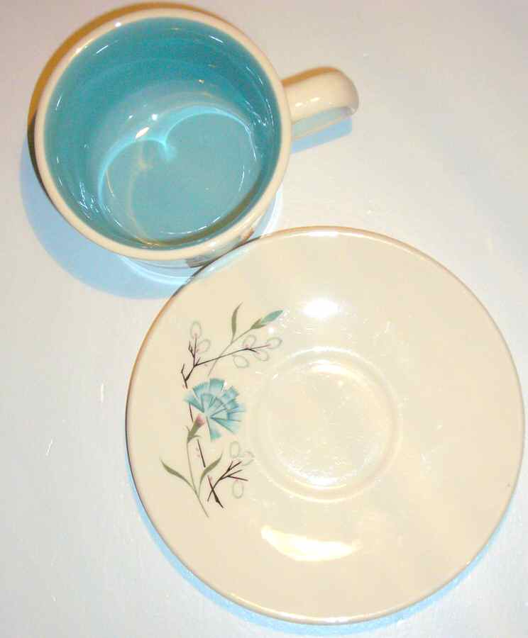 Floral Flat Cup & Saucer Set by Taylor, Smith & Taylor (Ts&T)-1
