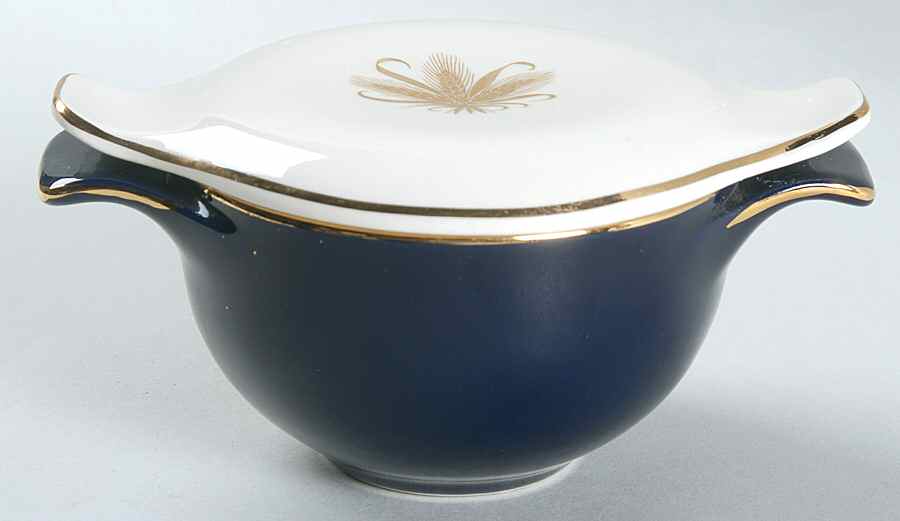 Golden Wheat Blue Sugar Bowl & Lid by Taylor, Smith & Taylor (Ts&T)-1