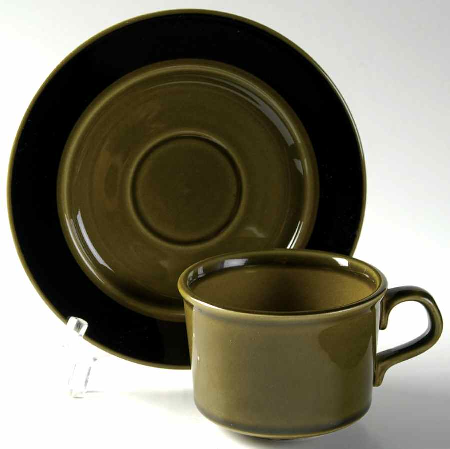 Green Velvet Flat Cup & Saucer Set by Taylor, Smith & Taylor (Ts&T)-1