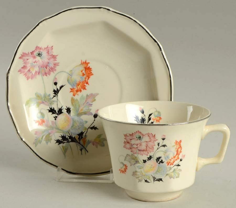 Heathertone Footed Cup & Saucer Set by Taylor, Smith & Taylor (Ts&T)-1