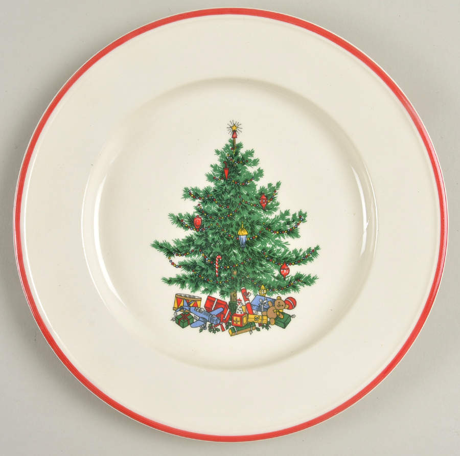 Holly and Spruce (Red Trim) Salad Plate by Taylor, Smith & Taylor (Ts&T)-1