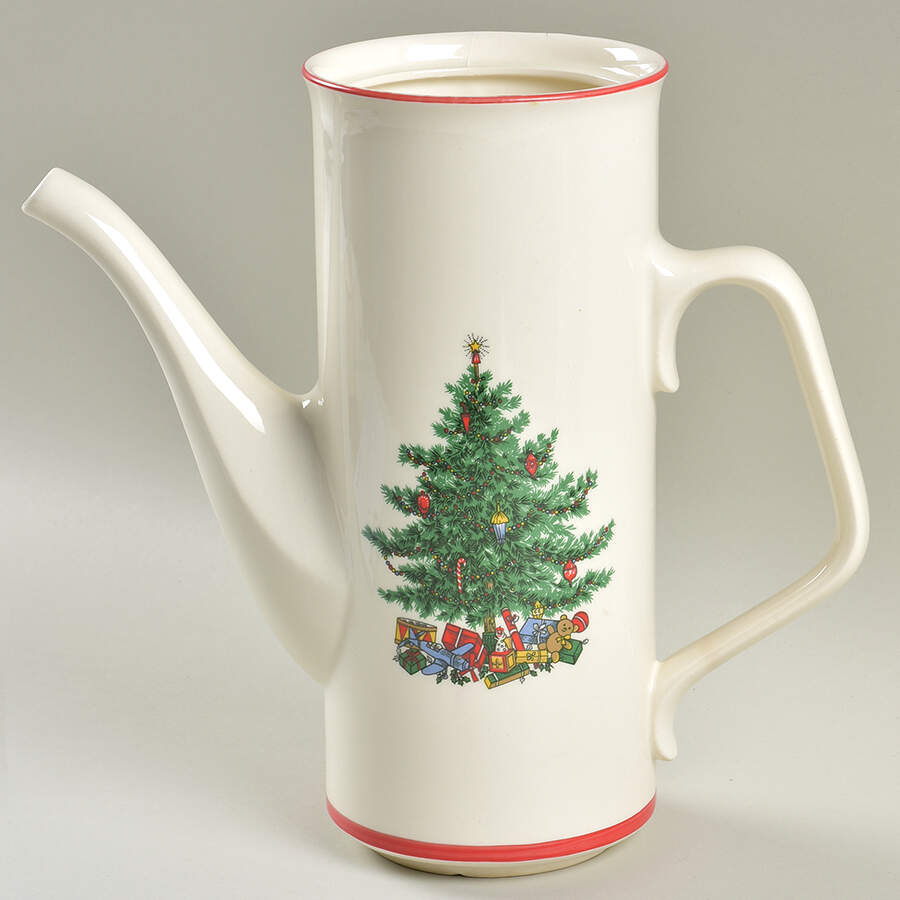 Holly and Spruce (Red Trim) Coffee Pot No Lid by Taylor, Smith & Taylor (Ts&T)-1