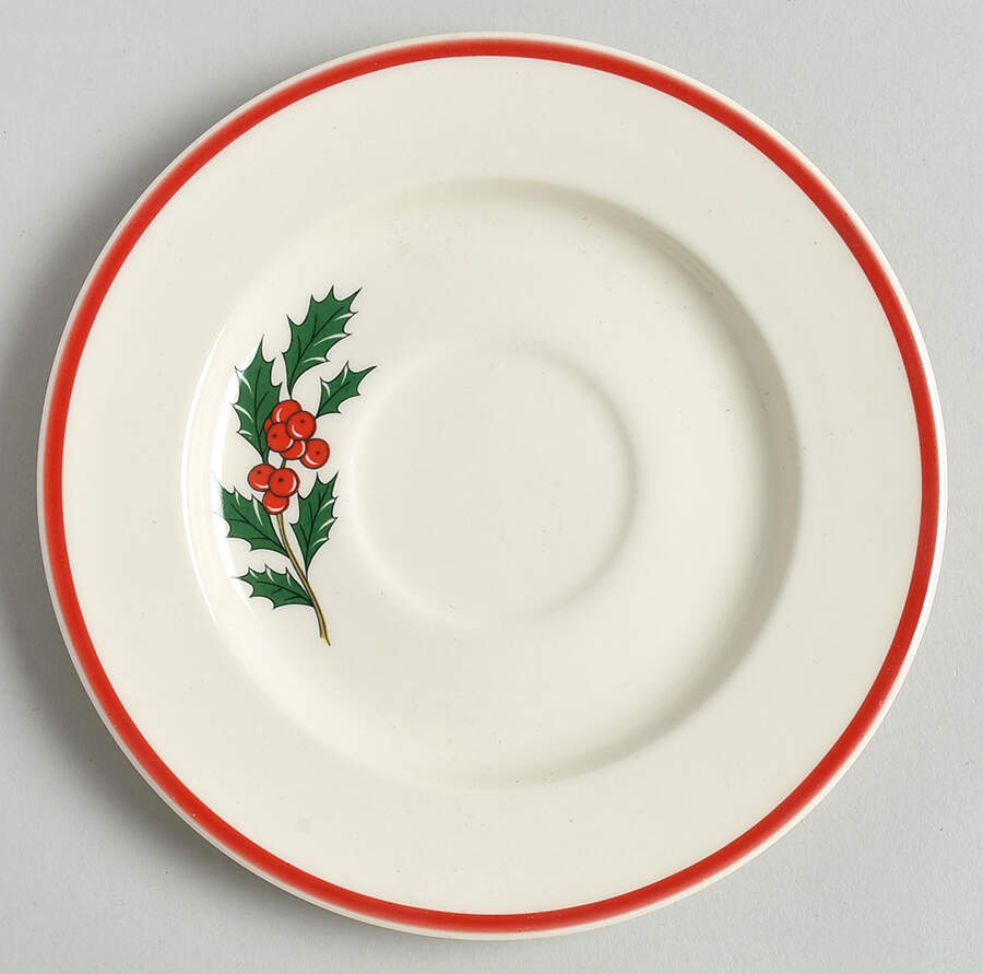 Holly and Spruce (Red Trim) Saucer for Flat Cup by Taylor, Smith & Taylor (Ts&T)-1