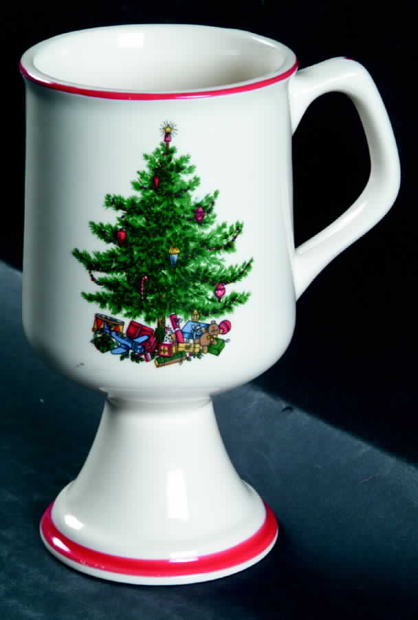 Holly and Spruce (Red Trim) Footed Mug by Taylor, Smith & Taylor (Ts&T)-1