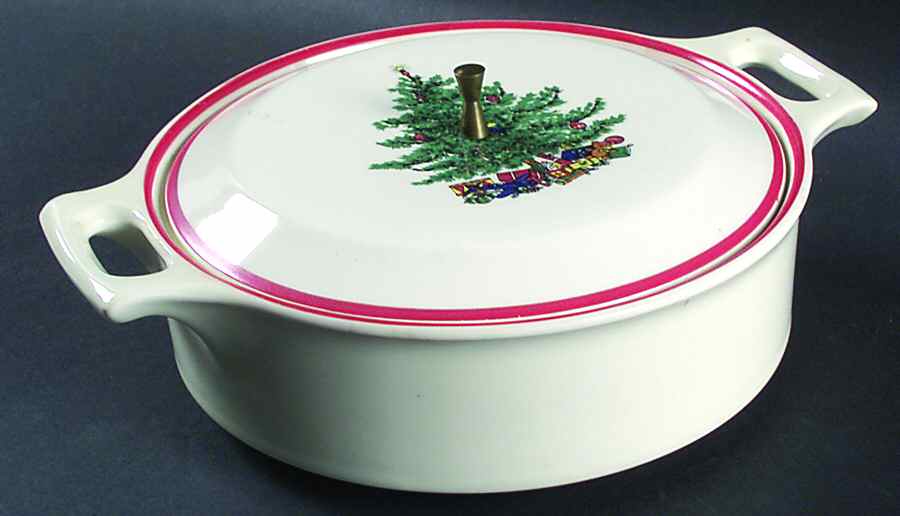 Holly and Spruce (Red Trim) Round Covered Vegetable by Taylor, Smith & Taylor (Ts&T)-1