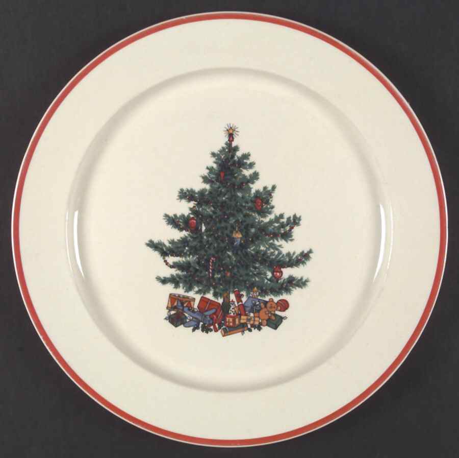 Holly and Spruce (Red Trim) Large Dinner Plate by Taylor, Smith & Taylor (Ts&T)-1