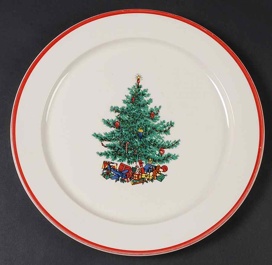 Holly and Spruce (Red Trim) 12" Chop Plate (Round Platter) by Taylor, Smith & Taylor (Ts&T)-1