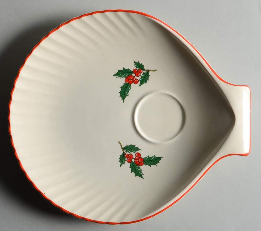 Holly and Spruce (Red Trim) Snack Plate by Taylor, Smith & Taylor (Ts&T)-1