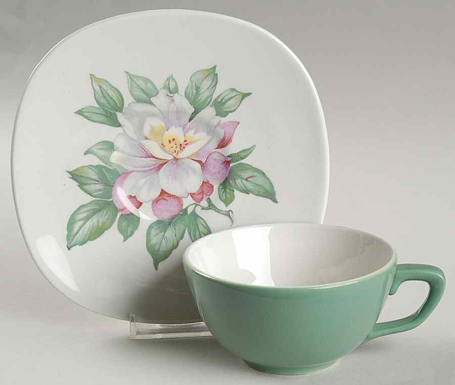 Lady Helen Flat Cup & Saucer Set by Taylor, Smith & Taylor (Ts&T)-1