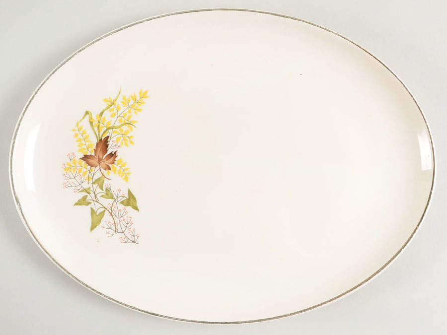 Leaf O'Gold(Gold Trim) 11" Oval Serving Platter by Taylor, Smith & Taylor (Ts&T)-1