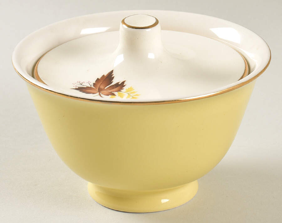 Leaf O'Gold(Gold Trim) Sugar Bowl & Lid by Taylor, Smith & Taylor (Ts&T)-1