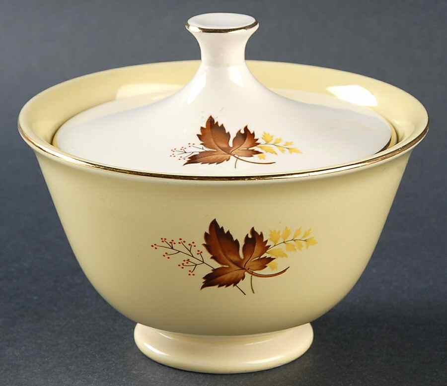 Leaf O'Gold(Gold Trim) Sugar Bowl & Lid by Taylor, Smith & Taylor (Ts&T)-1