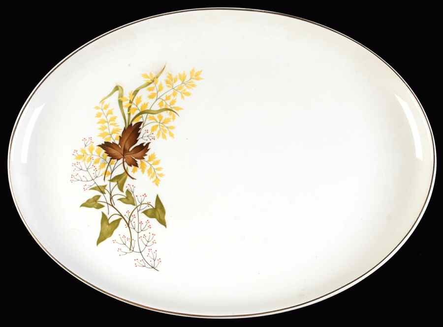 Leaf O'Gold(Gold Trim) 13" Oval Serving Platter by Taylor, Smith & Taylor (Ts&T)-1