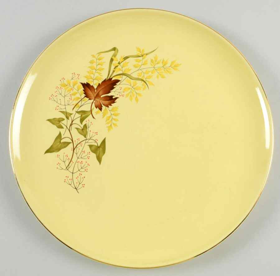 Leaf O'Gold(Gold Trim) Dinner Plate by Taylor, Smith & Taylor (Ts&T)-1