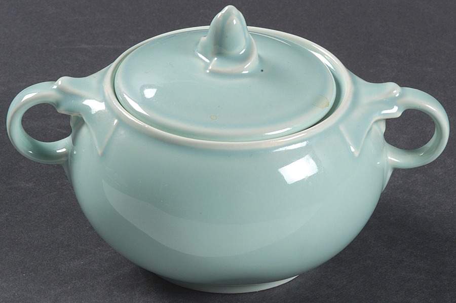 Luray Pastels Surf Green Sugar Bowl & Lid by Taylor, Smith & Taylor (Ts&T)-1