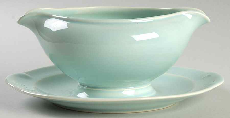 Luray Pastels Surf Green Gravy Boat with Attached Underplate by Taylor, Smith & Taylor (Ts&T)-1