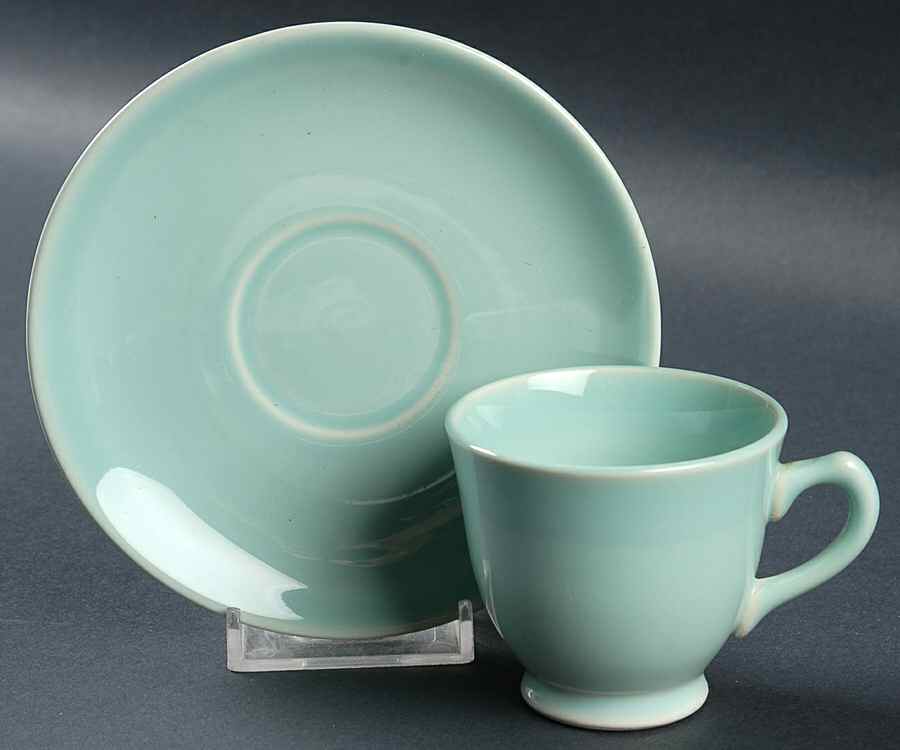 Luray Pastels Surf Green Footed Demitasse Cup & Saucer Set by Taylor, Smith & Taylor (Ts&T)-1