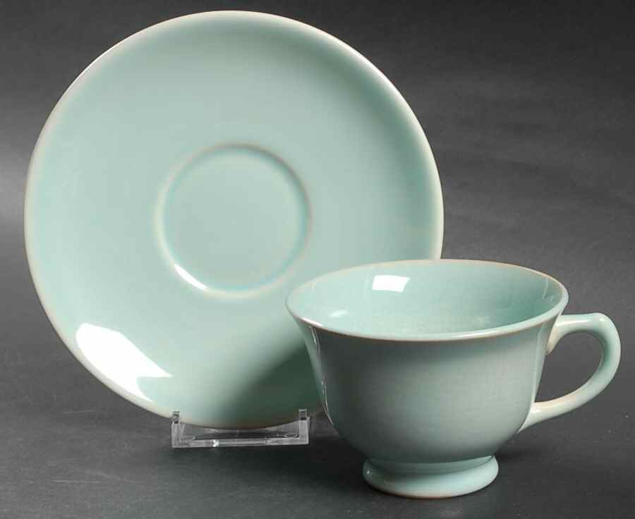 Luray Pastels Surf Green Footed Cup & Saucer Set by Taylor, Smith & Taylor (Ts&T)-1