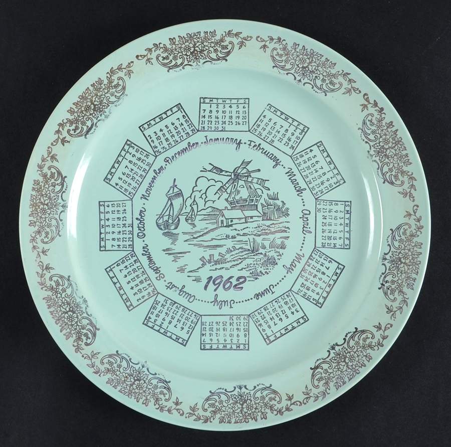 Luray Pastels Surf Green "1962" Calendar Plate by Taylor, Smith & Taylor (Ts&T)-1
