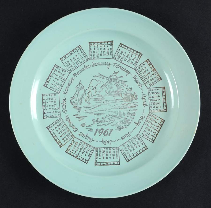 Luray Pastels Surf Green "1961" Calendar Plate by Taylor, Smith & Taylor (Ts&T)-1