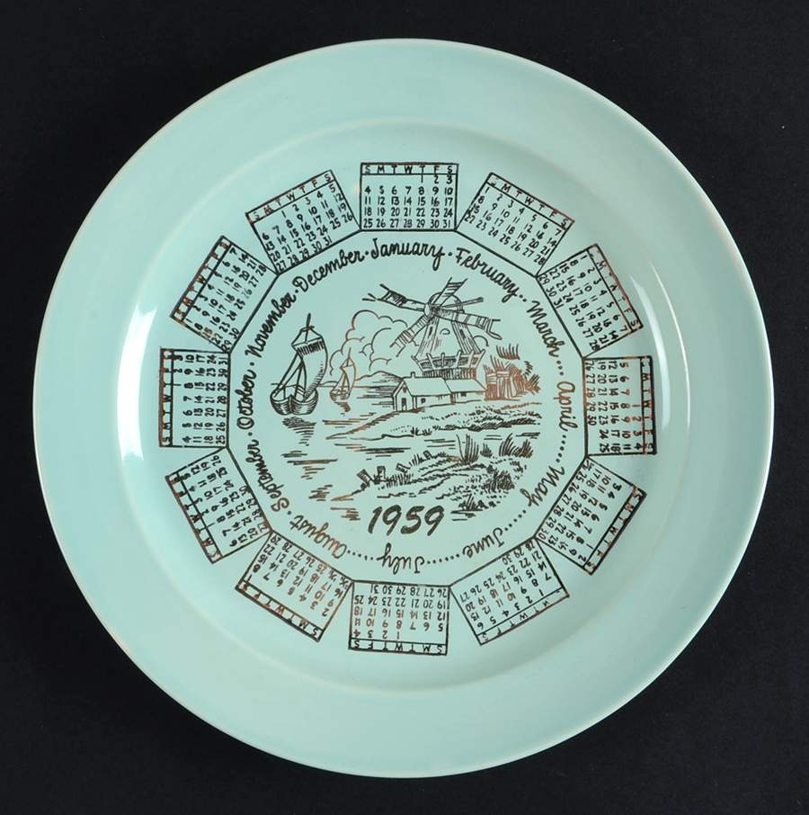 Luray Pastels Surf Green "1959" Calendar Plate by Taylor, Smith & Taylor (Ts&T)-1