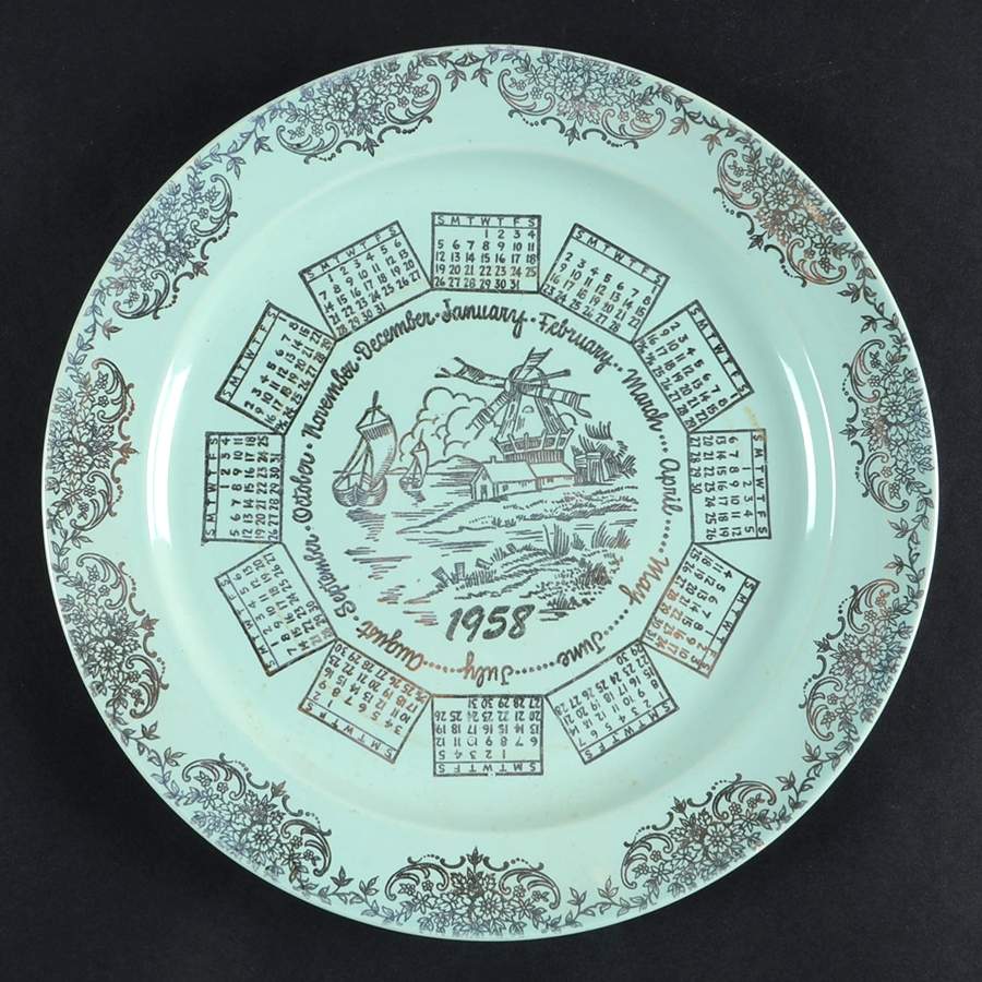 Luray Pastels Surf Green "1958" Calendar Plate by Taylor, Smith & Taylor (Ts&T)-1