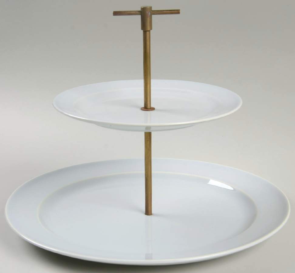 Luray Pastels Chatham Grey 2 Tiered Serving Tray (Dinner&Bread/Butter Plate) by Taylor, Smith & Taylor (Ts&T)-1