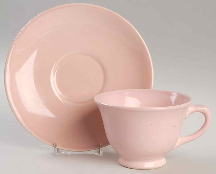 Luray Pastels Sharon Pink Footed Cup & Saucer Set by Taylor, Smith & Taylor (Ts&T)-1